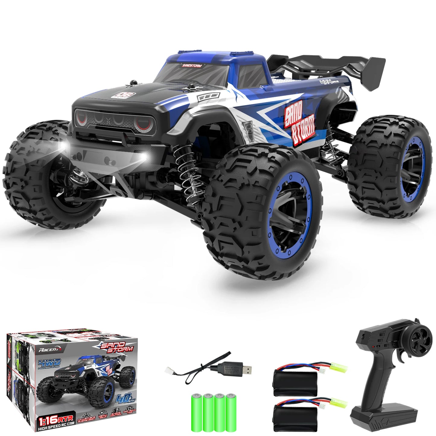 RACENT RC Truck 1:16 4x4 All Terrain RC Car 40KPH High Speed Remote Control Cars Off-Road Monster Truck for Boys