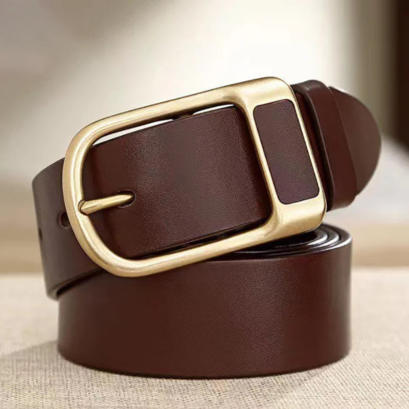 Genuine Leather Mens Cowskin Belt Buckle Casual Fashion
