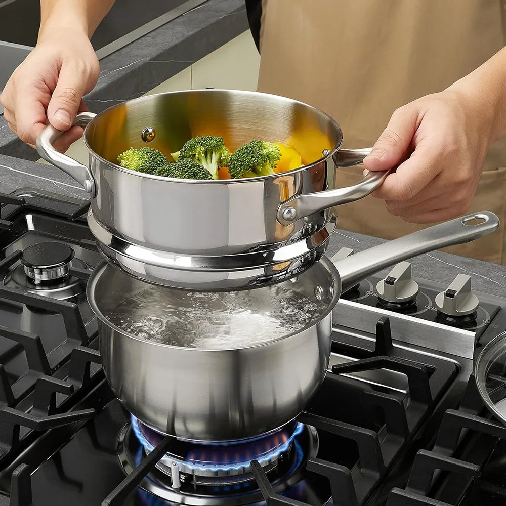 Stainless Steel 10pc Cookware Set Stoves Compatible OvenSafe