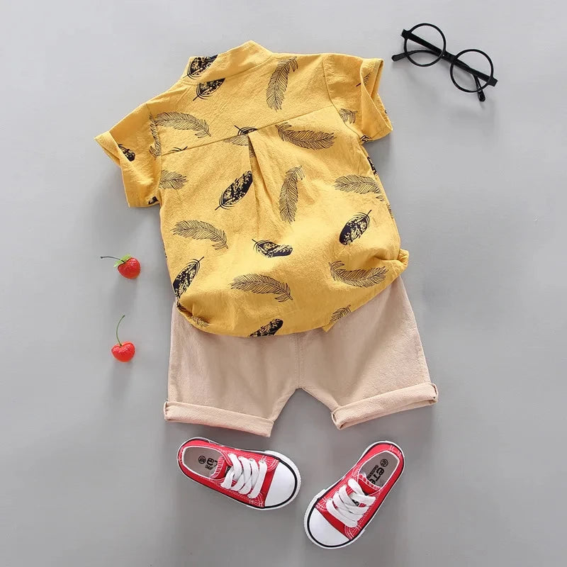 New Summer Baby Clothing Children Boys Fashion Printed Shirt Shorts 2Pcs/Sets Toddler Casual Cotton Clothes Suit Kids Tracksuits