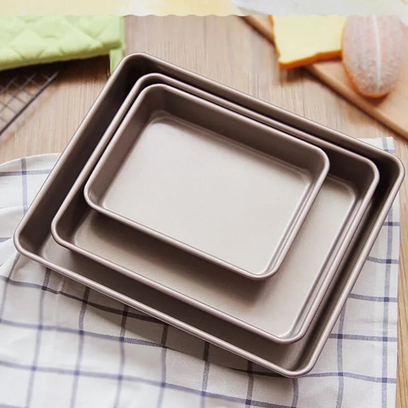 Rectangular Non-Stick Metal Baking Tray for Cake Bread Baguette Oven Bakeware 9 Inch 11 Inch 12.8 Inch
