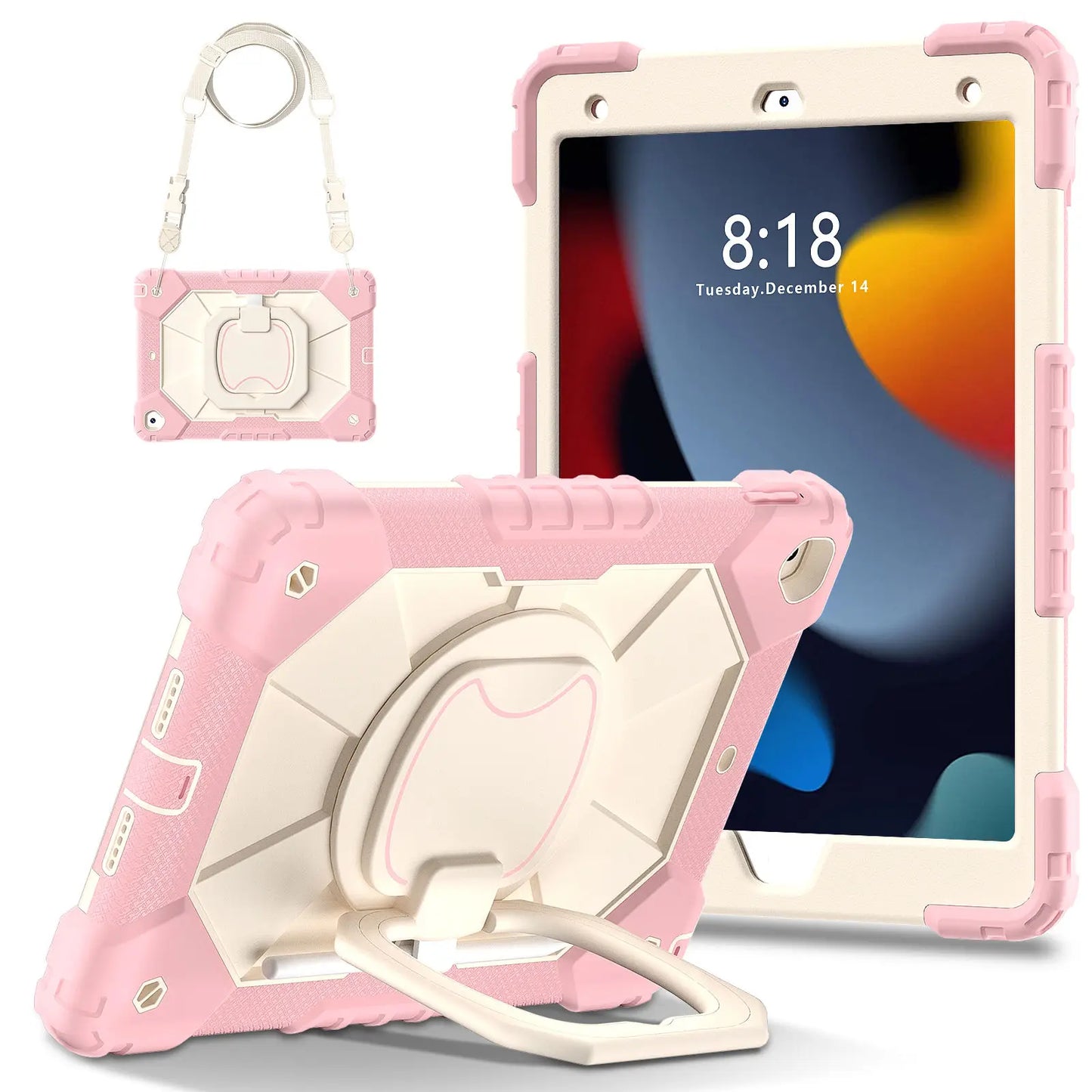 for iPad 5th/6th/7th/8th/9th/10th 2022 Air 4/5 Pro 11 Pro 9.7 Case with Pencil Holder with 360 Rotating Foldable Stand Cover