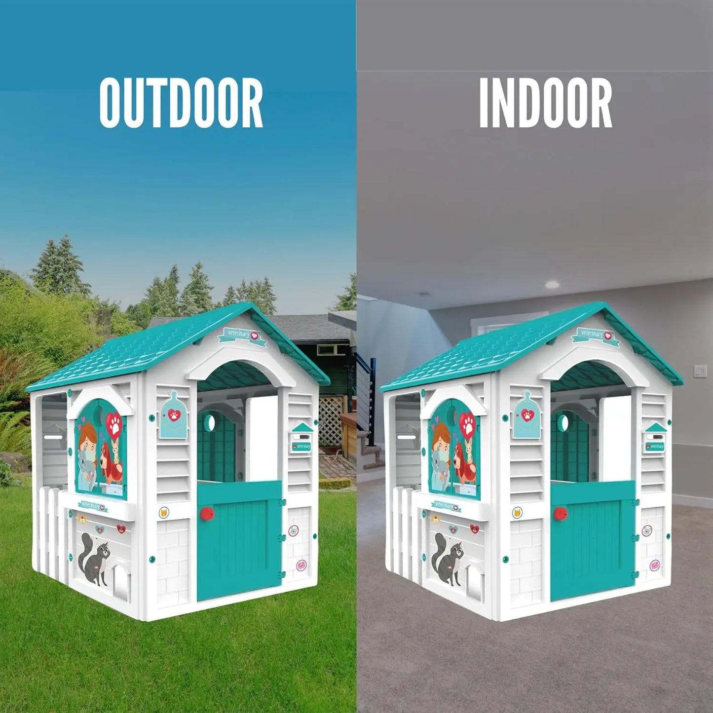 Veterinary Play House Outdoor Playset for Kids Veterinarian Indoor Playset for Pretend Play Outdoor Kids Play Set Vet