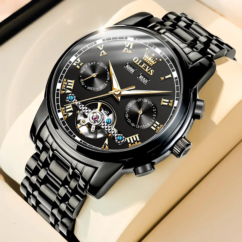 OLEVS Men's Automatic Mechanical Watch Waterproof Skeleton