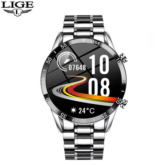 LIGE Full Circle Touch Screen Men Smartwatch Bluetooth