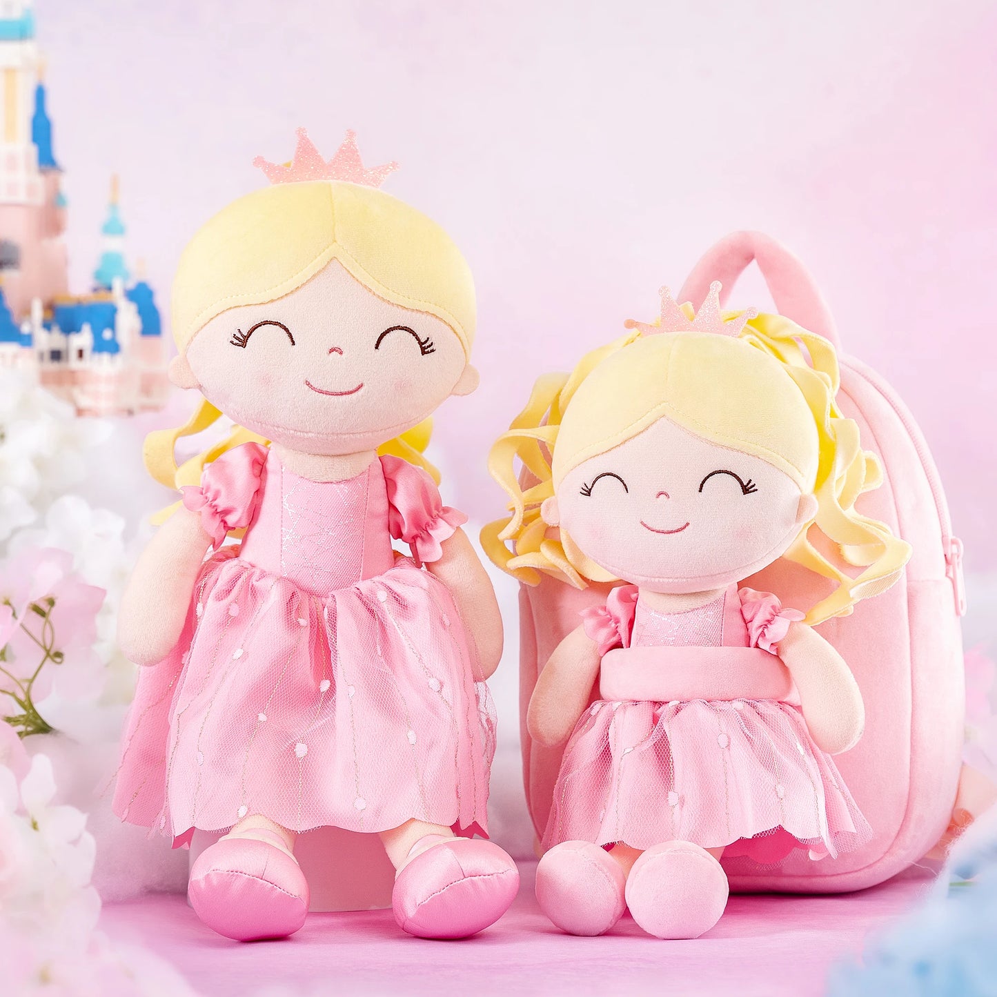9 inches Girls Backpacks Plush Princess Dolls Backpack Baby Girls PurPle Frist Birthday Gift for Little Girls