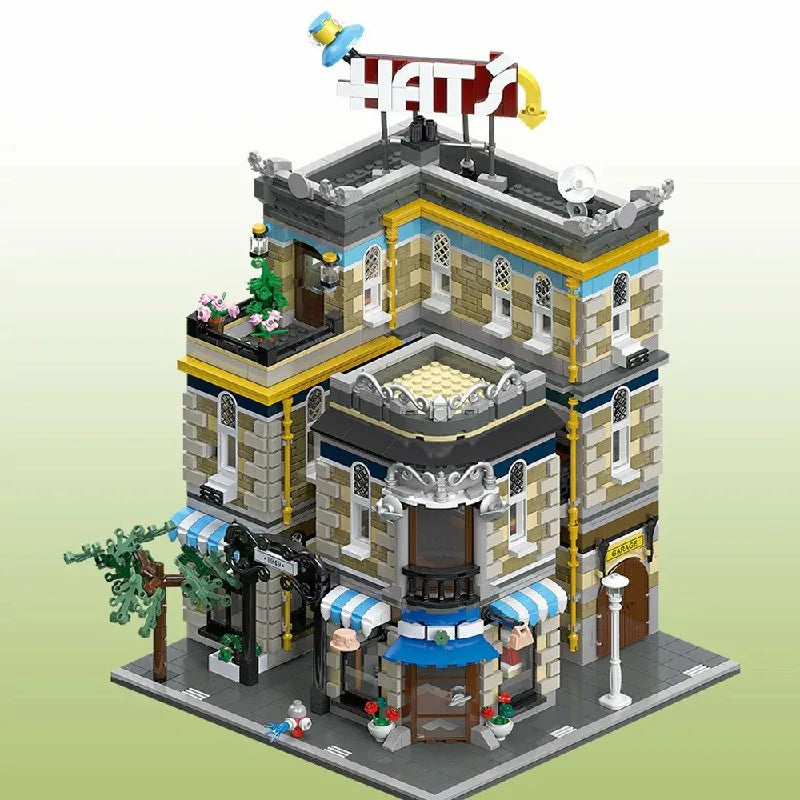 MOC Hat Shop City Building, Modular Buildings Assembly Building Block Model Toy, Children's Birthday Gift 3140pcs