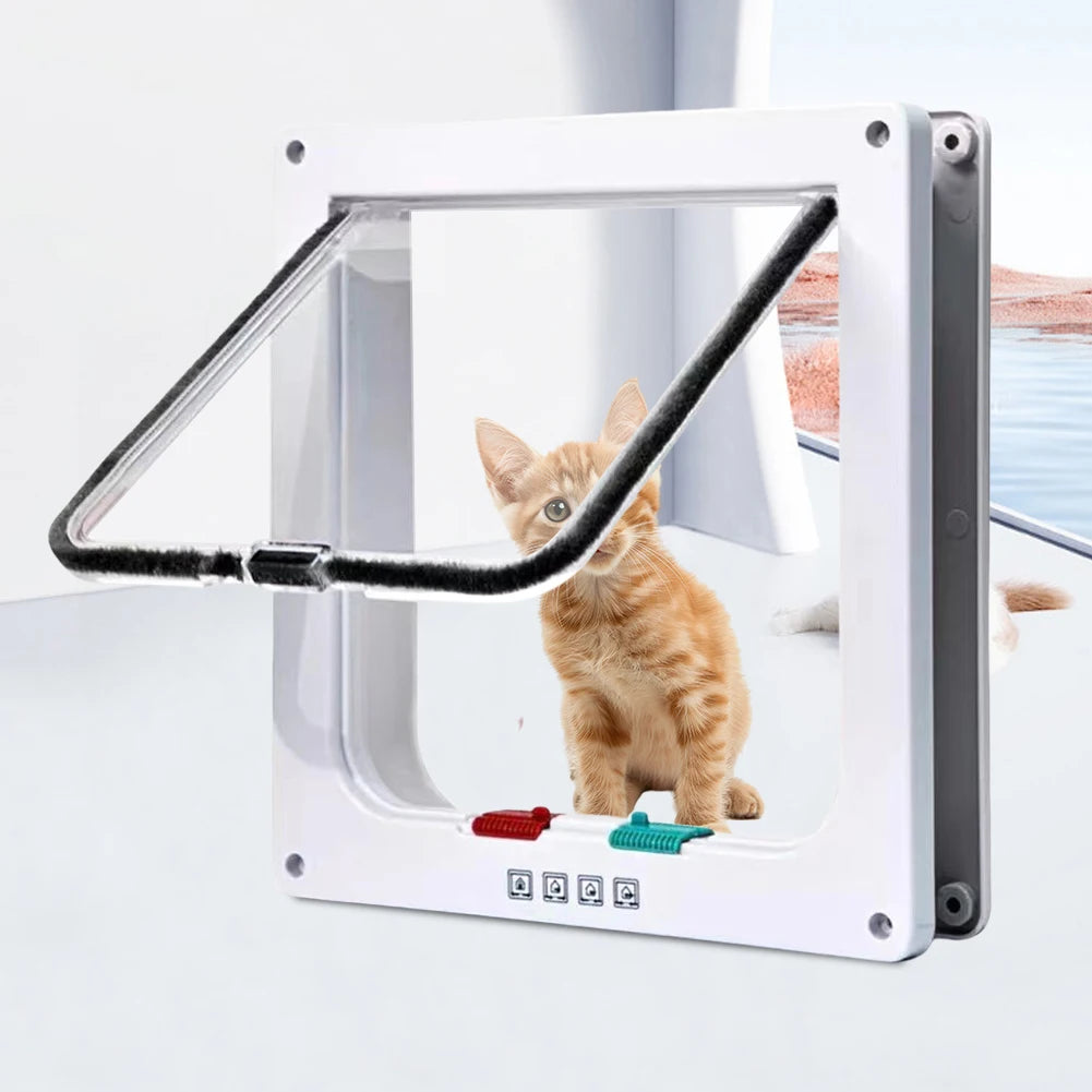 Cat Dogs Flap Doors Puppy Kitten Safety In&out Pet Door with 4 Way Security Lock Dog Cat Kitten Flap Door Weatherproof Cat Flap