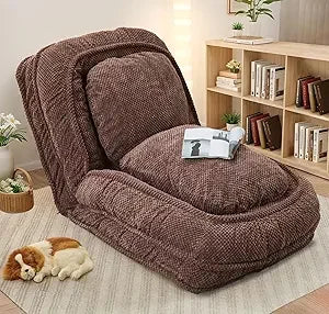 Upholstered Human Dog Bed for Adult & Pets, Convertible Lazy Sofa Bed with 5 Adjustable Position, Comfy Tatami Bean Bag Lounge C