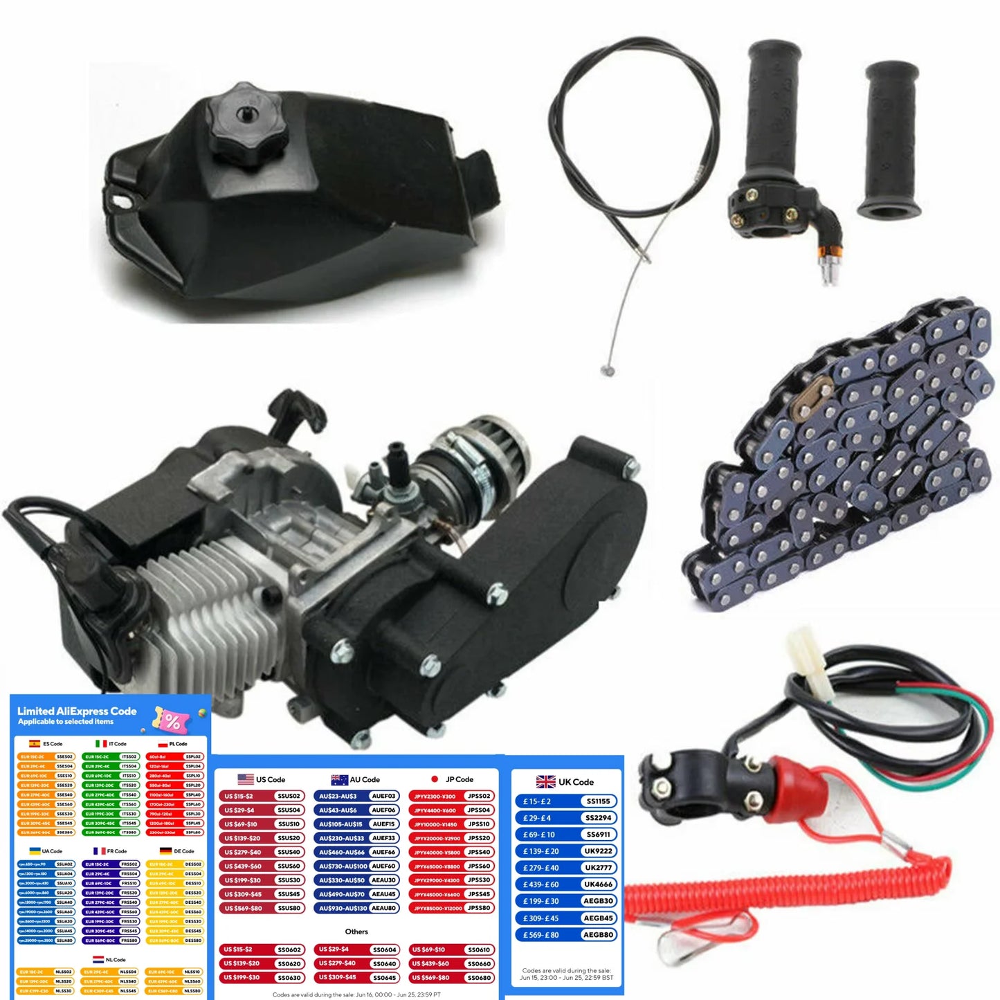 49cc 2 Stroke Engine Motor Kit Pull Start For Pocket Bike