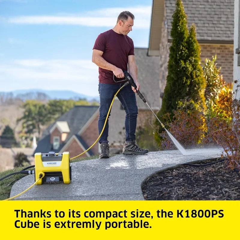 Kärcher Pressure Washer K1800PS Cube, Max 2250 PSI, 3 Spray Nozzles, Detergent Tank, For Cars, Driveways, Siding, Patios