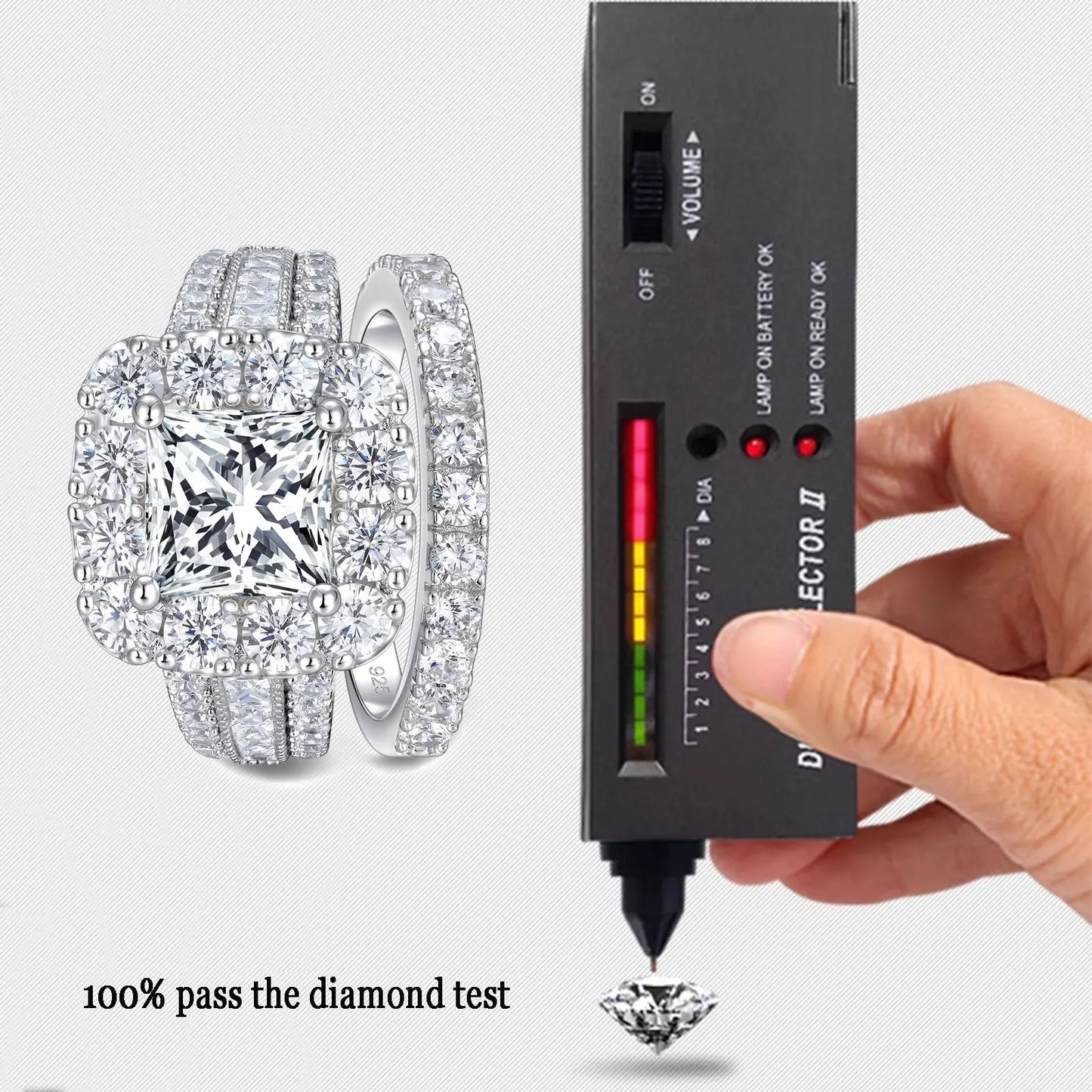 Newshe Luxury Moissanite Wedding Rings Set for Women 925 Sterling Silver D Color VVS1 with GRA Certificate Bridal Ring Jewelry