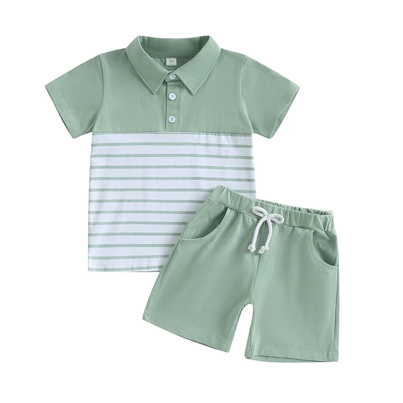Boys Summer Outfit Set Short Sleeve Graphic T-shirt with Denim Shorts Toddler Clothing Set for Kids Beachwear