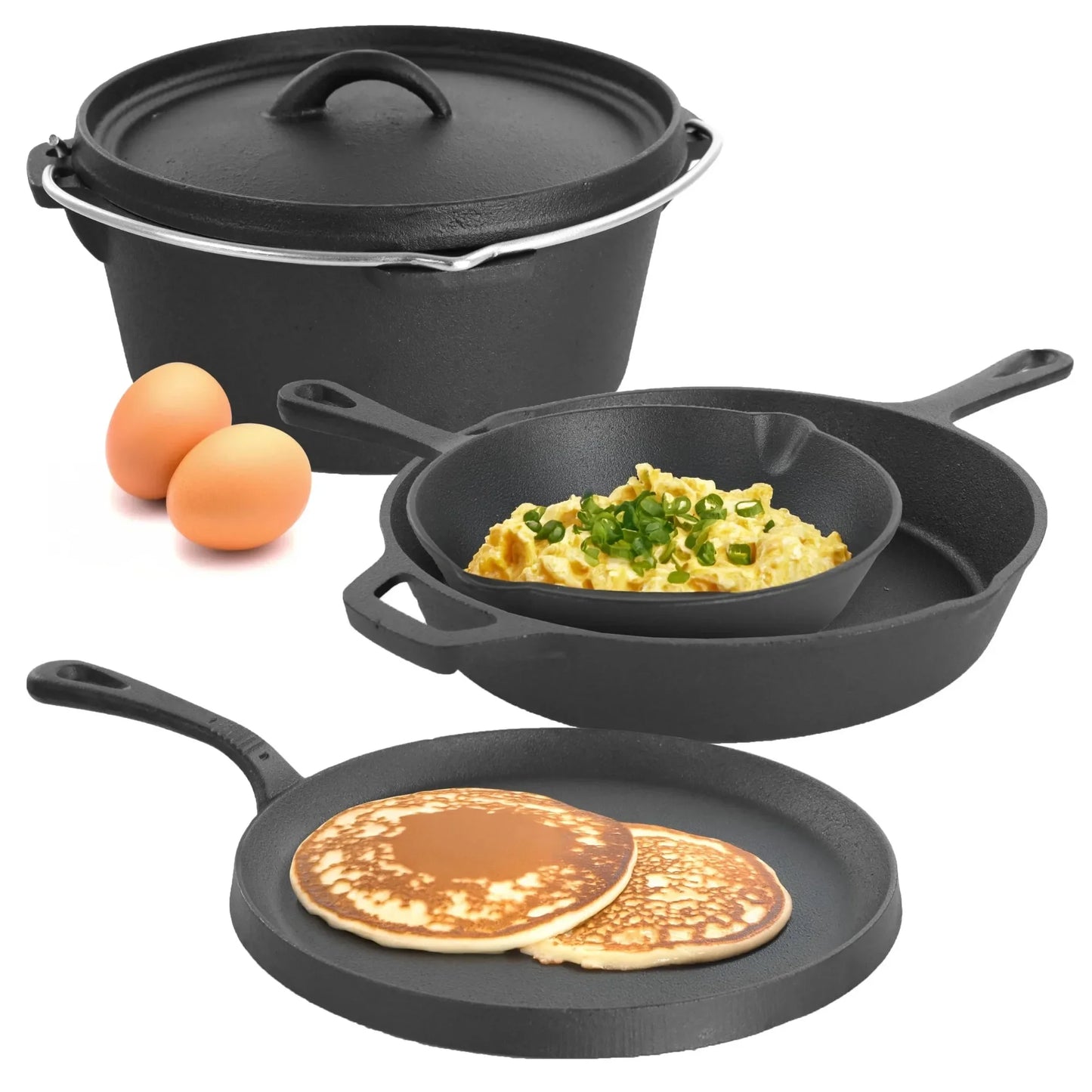 Pre Seasoned Cast Iron Cookware Set 5 Piece Non Stick Oven