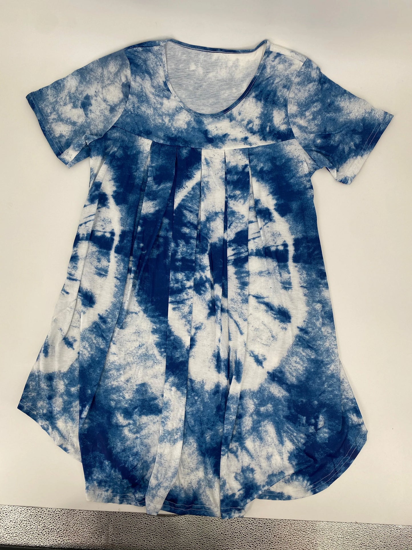 Plus Size Women's Loose Casual Women's Front Pleated Loose Printed Short Sleeve Pajamas Home Dress (With Hand Pockets)