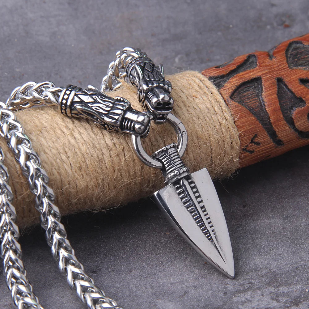 Never Fade Men Celtic Wolf Necklaces Viking Vegvisir Amulet spear Pendant Norse Runes Anchor Stainless Steel King Chain Jewelry