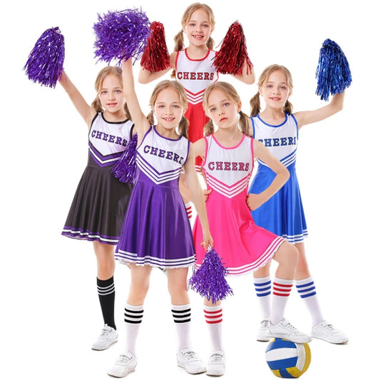 Kids' Cheerleading Uniforms Kinder Baby Girl Cheerleading Costume Stage Performance School Party Uniform Dress With Socks Suit