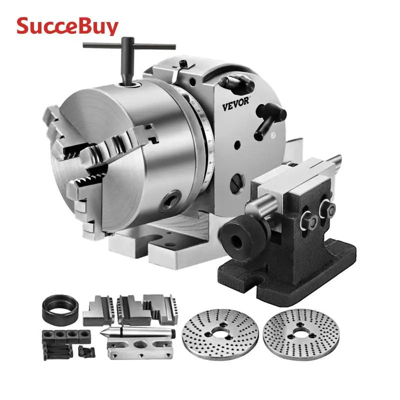 SucceBuy BS0 5" Dividing Head Indexing Head Semi Universal  Indexing Plates, Tailstock & 125mm 3-Jaw Chuck for Drilling Milling