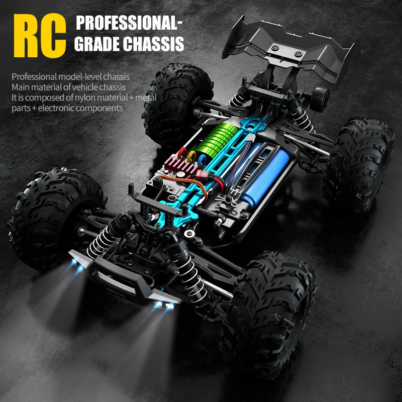 WLtoys 16101 Pro 1:16 75KM/H 4WD RC Car With LED Light 2.4G Remote Control Cars High Speed Drift Monster Truck for Children Gift