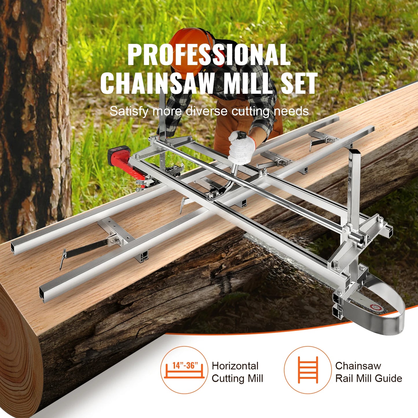 SucceBuy Chainsaw Mill Planking Milling 14-36 Inch Guide Bar Wood Lumber Cutting Portable Sawmill Aluminum Steel Chain Saw Mill