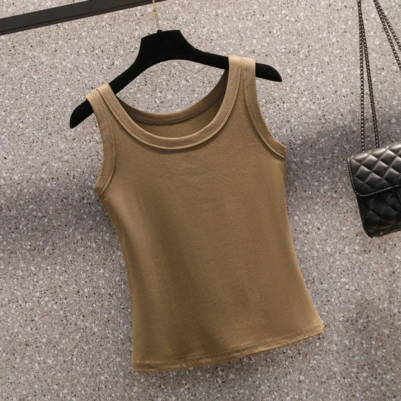 2025 Casual Cotton Comfortable Plus Size Tank Top Women Summer New Sleeveless Tops Wearing Outside Oversized Camisole