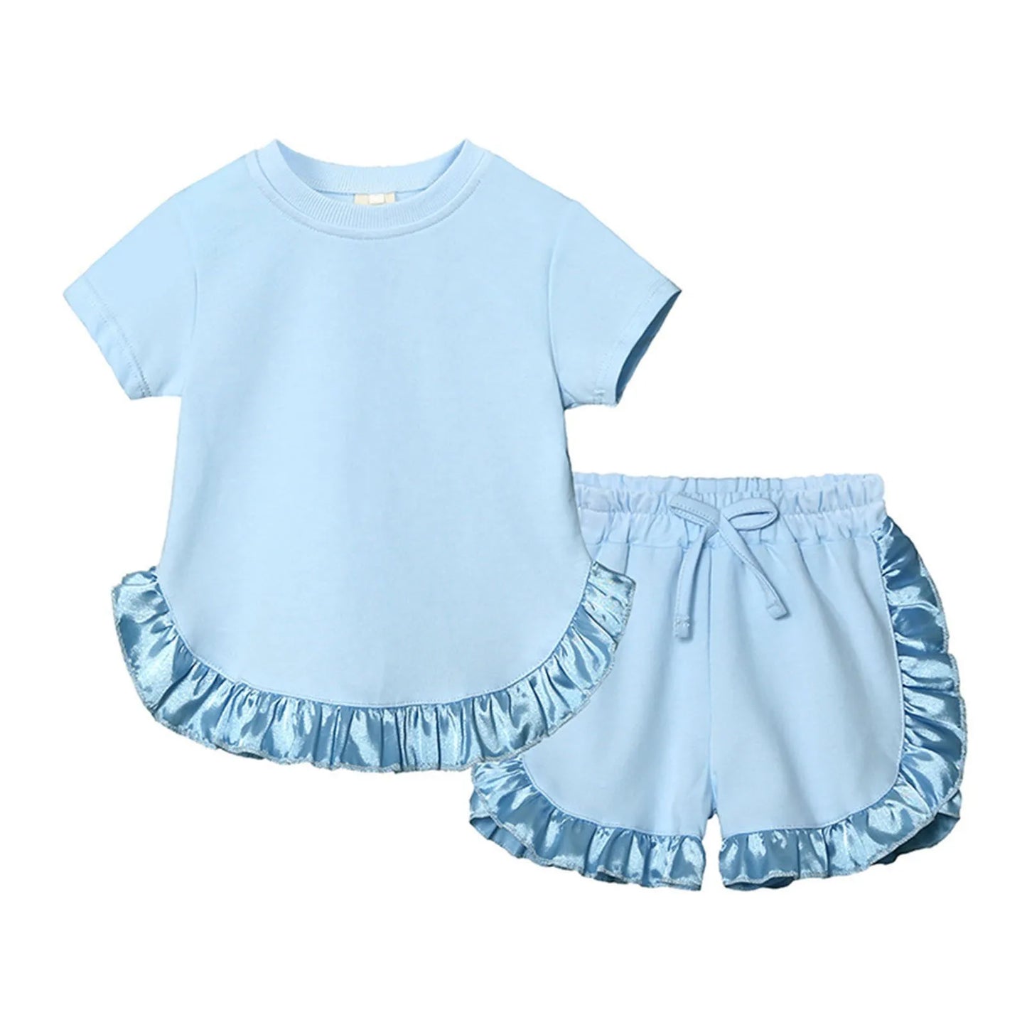 Summer Kids Little Sweet Girls Clothing Sets Cotton Luxury Homewear Top+Shorts Children Clothes Toddler Baby Outfits Suit 2Pcs