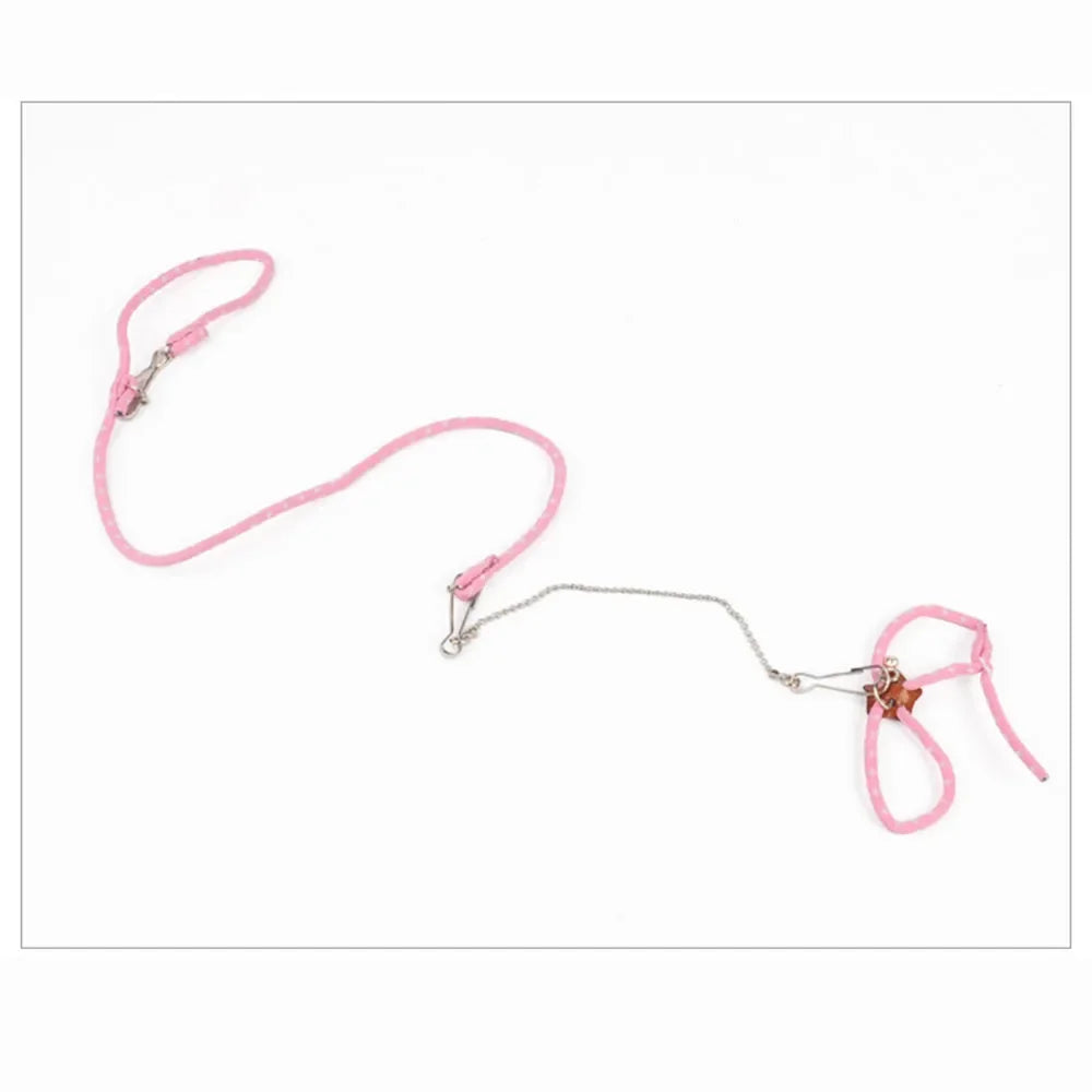 Small animal pet Leash Adjustable Soft set bird Mouse hamster Ferret pigskin strap bite resistant leash Guinea Pig accessories