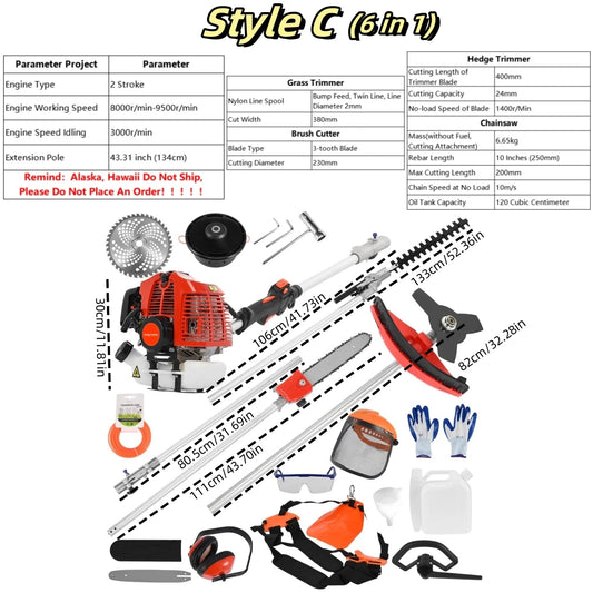 2200W Weed Eater Cordless Petrol 52CC 8500RPM,Ergonomic Strong Power String Trimmer Low Noise,2 In 1 Lawn Mower Machine Gasolene