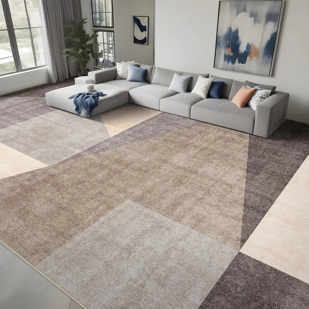 Washable Modern Area Rug: 10x14 Large Geometric Area Rugs for Living Room & Bedroom with Non-Slip Backing Modern Geometric Carpe