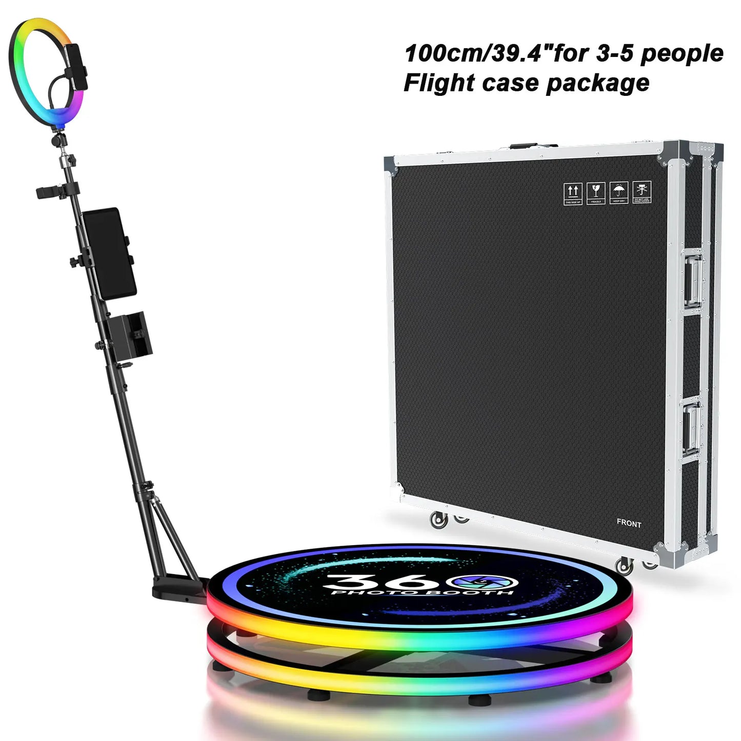 360 Degree Photo Booth with App Control and RGB Ring Light