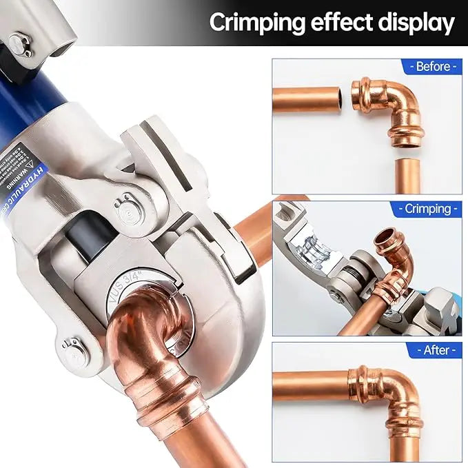 Copper Tube Fittings Hydraulic Pipe Crimping Tool with 1/2",3/4" and 1" Jaw Copper Pipe Press Crimper Pressing Pliers,