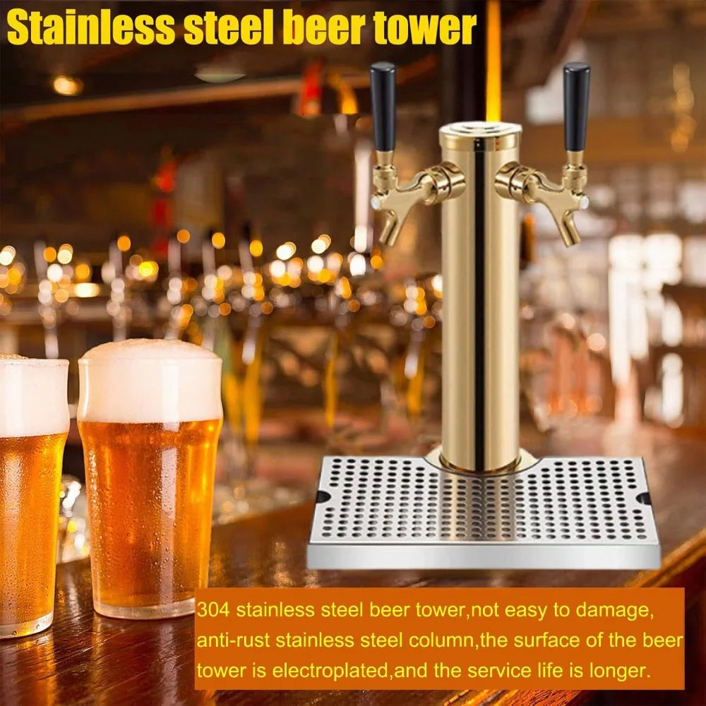 Kegerator Tower,Stainless Steel Beer Tower,Beer Tower,Single Tap Draft Beer Kegerator Tower,Stainless Steel Double Faucet Draft