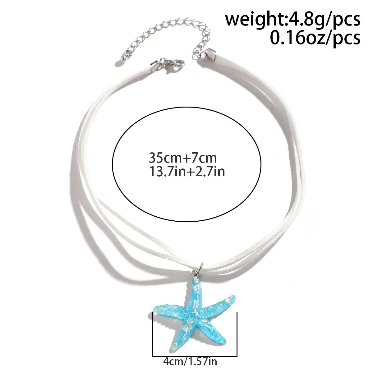 2025 Multi layered Creative Rope Chain Fashion Beach Jewelry Gift Girl Boho White Blue Starfish Pendant With Necklace Women's