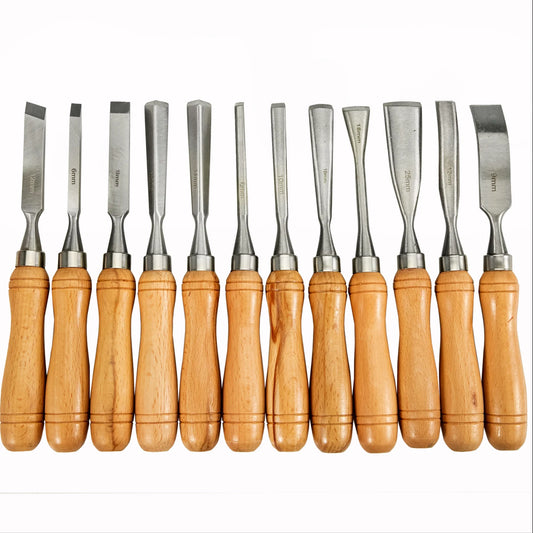 SucceBuy 12PCS Wood Carving Hand Chisel Set Lathe Knife DIY Turning Woodworking Professional Gouges Woodcraft Carpentry Tools