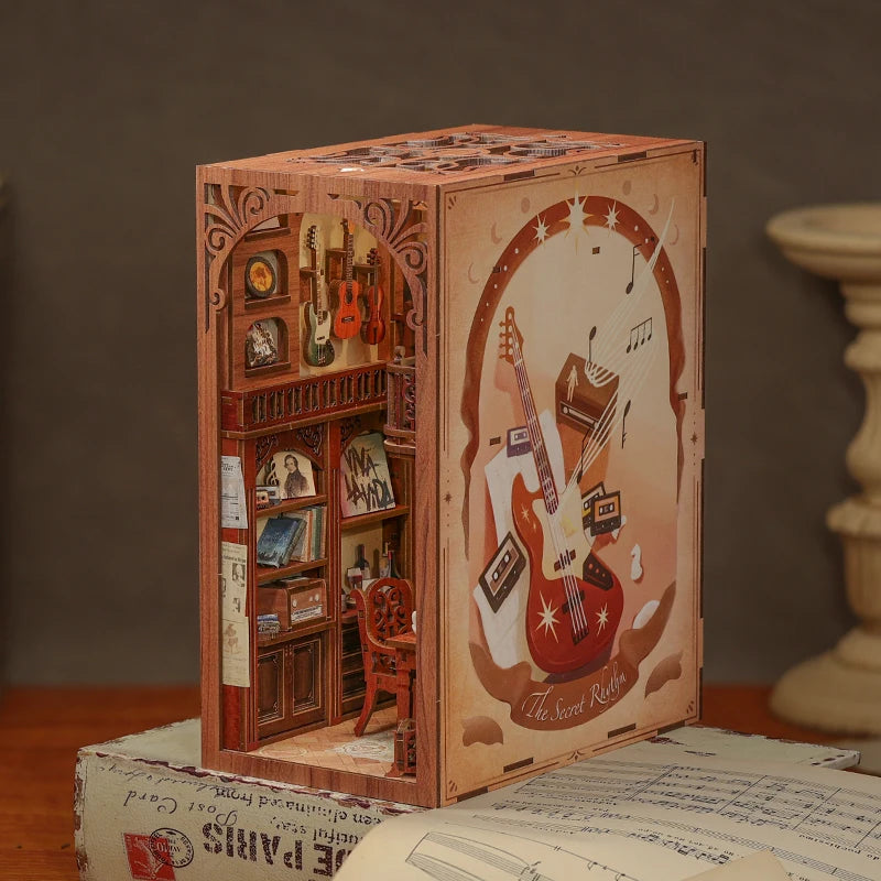 CUTEBEE  3D Puzzle DIY Book Nook Kit Miniature House Gift With Dust Cover Touch Light  Craft Toys for Birthday Gift