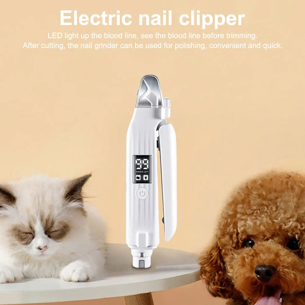 2 in 1 Electric Pet Nail Trimmer Rechargeable Pet Nail Grinder Quiet and Low Vibration Pet Toenail Clippers for Dogs and Cats