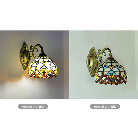 Vintage Baroque Wall Light with Glass Shade, Rust-Proof Finish, Soft Lighting for Living Rooms, Bedrooms, and Hallways