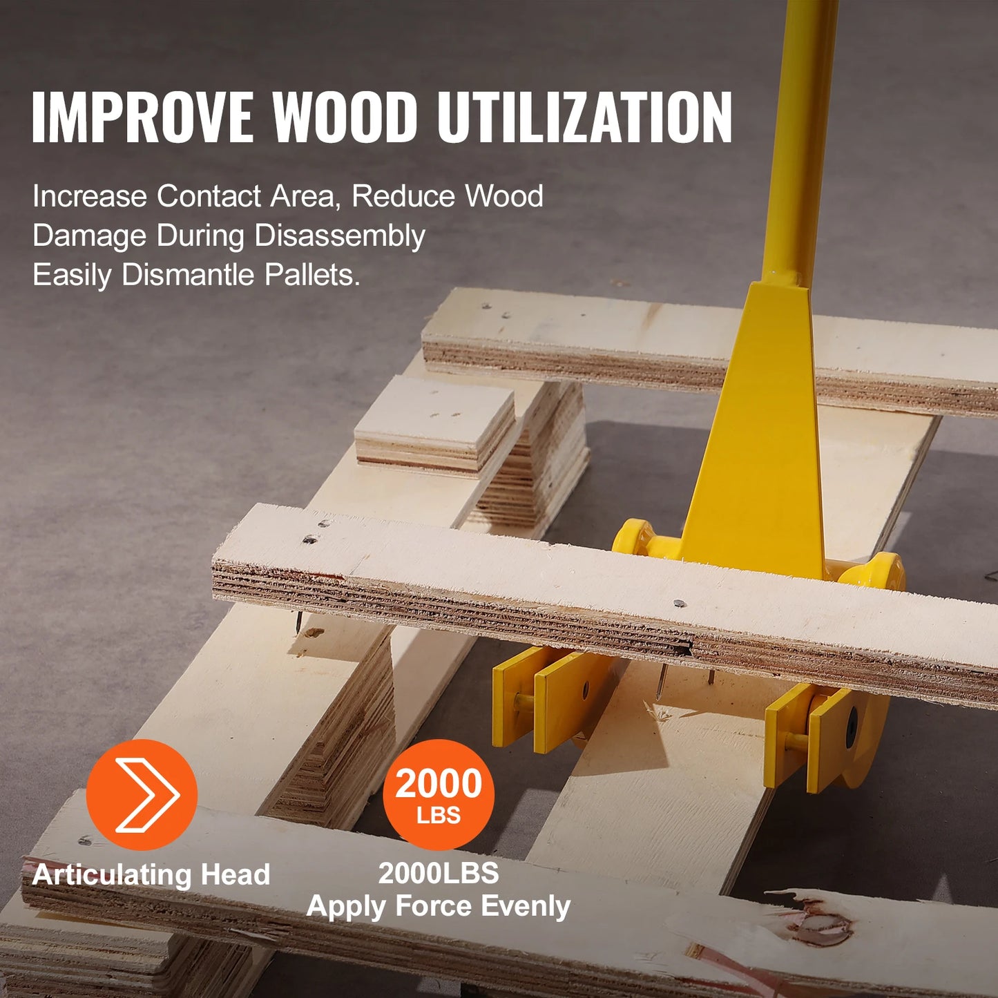 SucceBuy Pallet Pry Bar Buster Carbon Steel Heavy Deck Wrecker Demolition Wood Pallet Tool Breaker for Efficient Board Removal