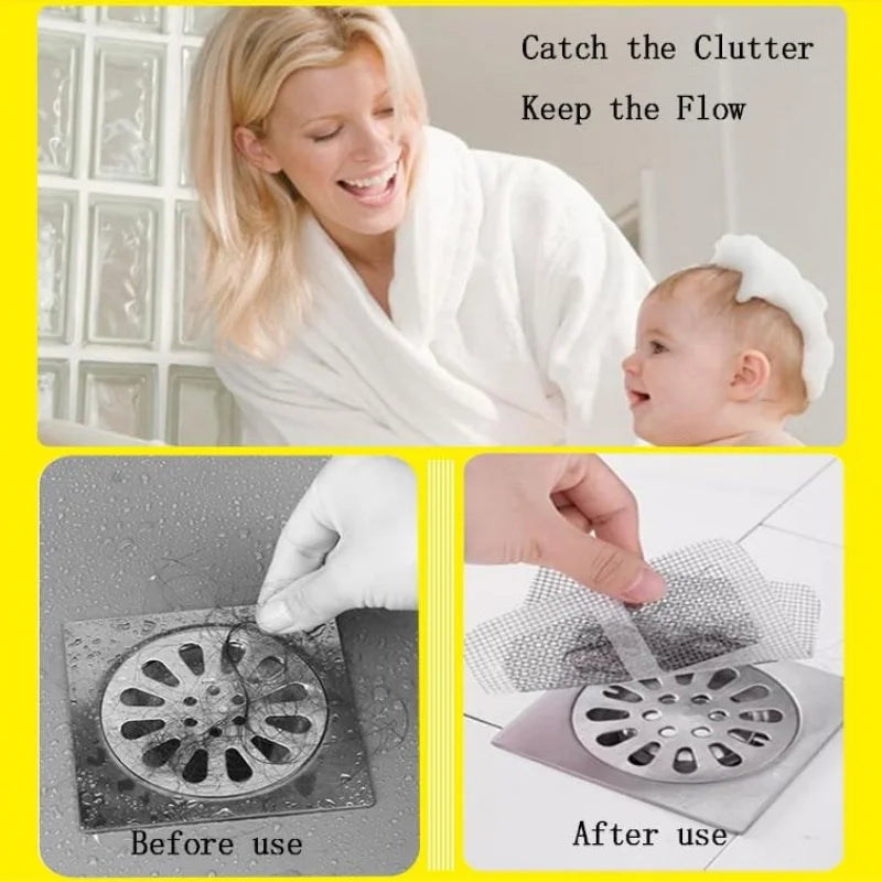 30 Pcs Disposable Shower Drain Catcher, Sink Drain Strainer,Drain Covers Suitable Bathroom, Bath, Kitchen Sink(4X 4)