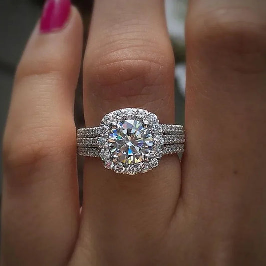 Sterling Silver Rings for Women AAA Cubic Zirconia Luxury Engagement Rings Fashion Wedding Party Jewelry