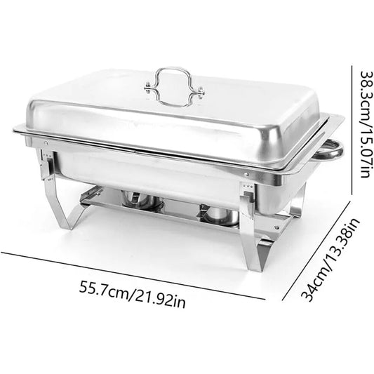 Chafing Dish Buffet Set 9L Food Warmer Set with Lid and Fuel Container Stainless Steel Buffet Server for Buffets Catering Party