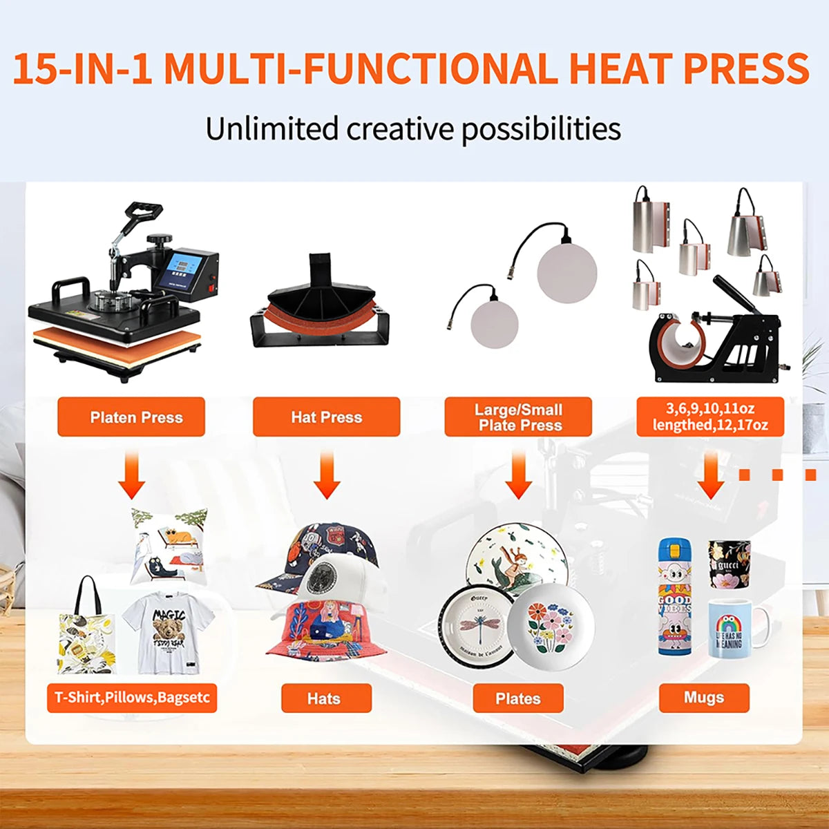 15 In 1 Multifunction Sublimation Heat Press For T Shirts
