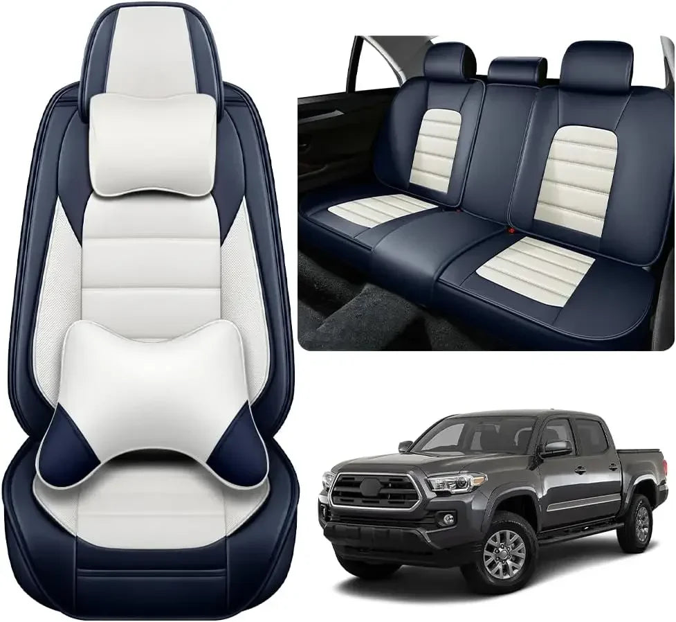 Seat Covers Fit for Toyota Tacoma 2006-2024, Waterproof Nappa Leather Full Coverage Truck Seat Cover, Muscle Sport Style Auto In