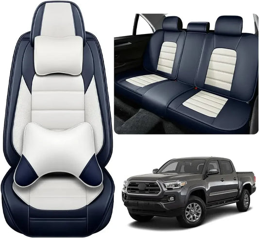 Seat Covers Fit for Toyota Tacoma 2006-2024, Waterproof Nappa Leather Full Coverage Truck Seat Cover, Muscle Sport Style Auto In