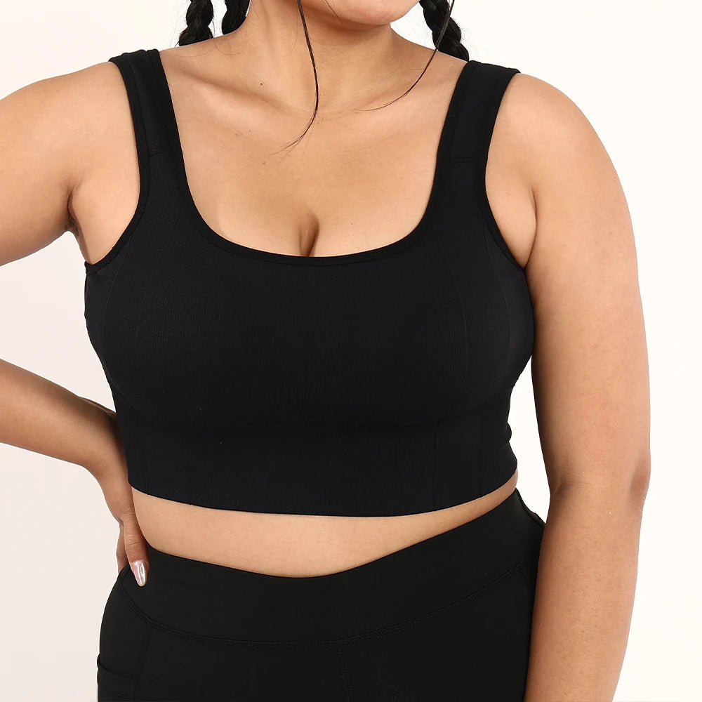 Plus Size Women Screw Thread Seamless Sports Bra Yoga Crop Top Fitness Running Solid Gym Tank Tops Woman Clothing 0XL-3XL
