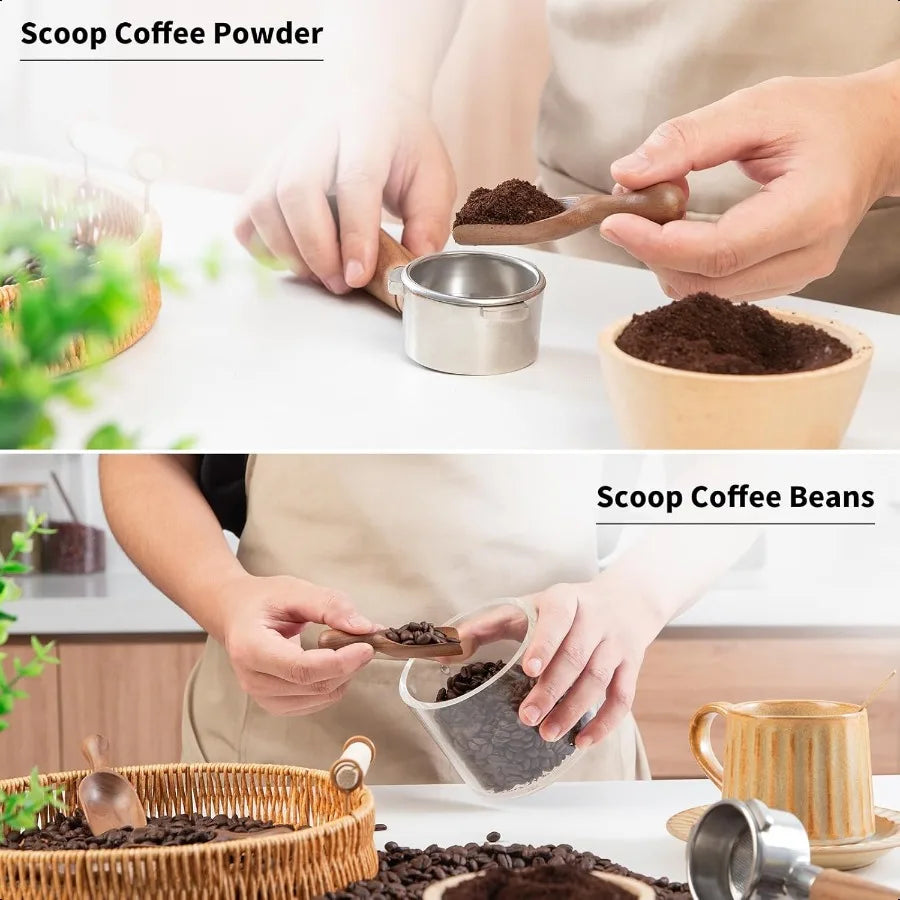 4PCS Wooden Small Scoops for Canisters Mini Wooden Scoops for Jars Measuring Scoops for Food Premium Black Walnut Wood Scoops f