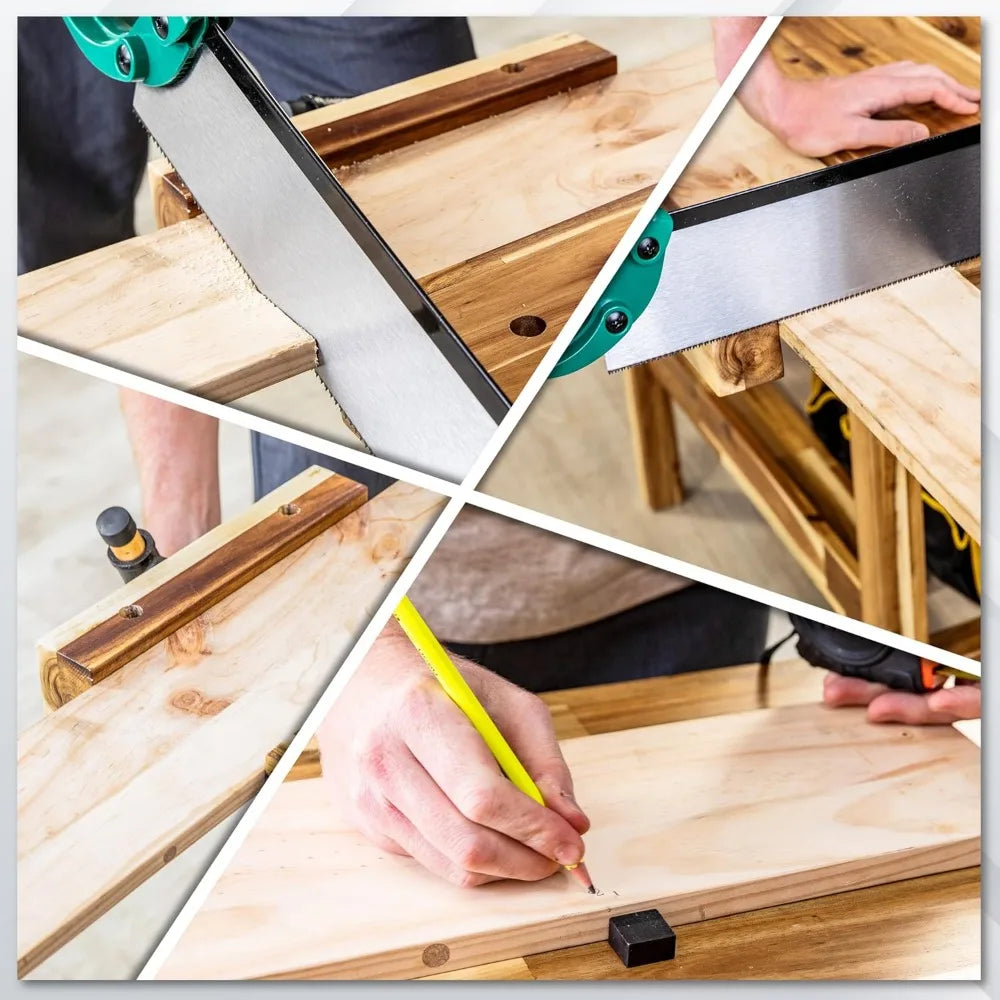 48-Inch Acacia Hardwood Workbench with Drawer - 330lbs Weight Capacity Heavy Duty Portable Wood Work Bench Table for Garage, Wo