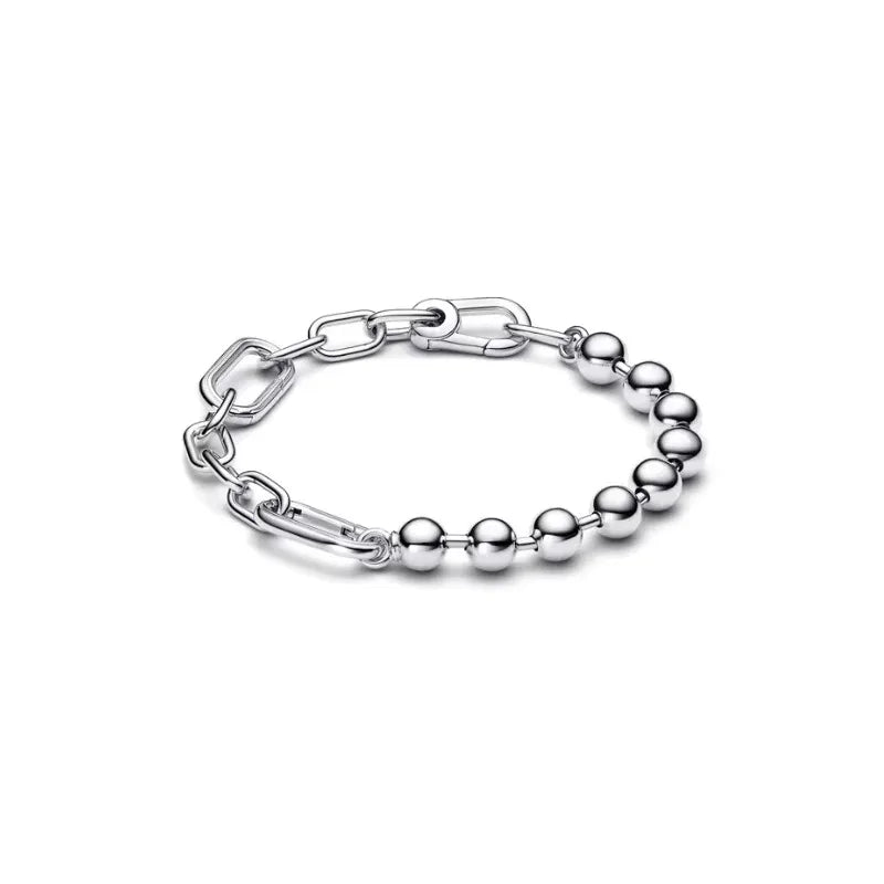 Pulsera de Lujo Plata de Ley 925 Original para Mujer – Compatible con Cuentas Redondas Finas, Joyería 2025