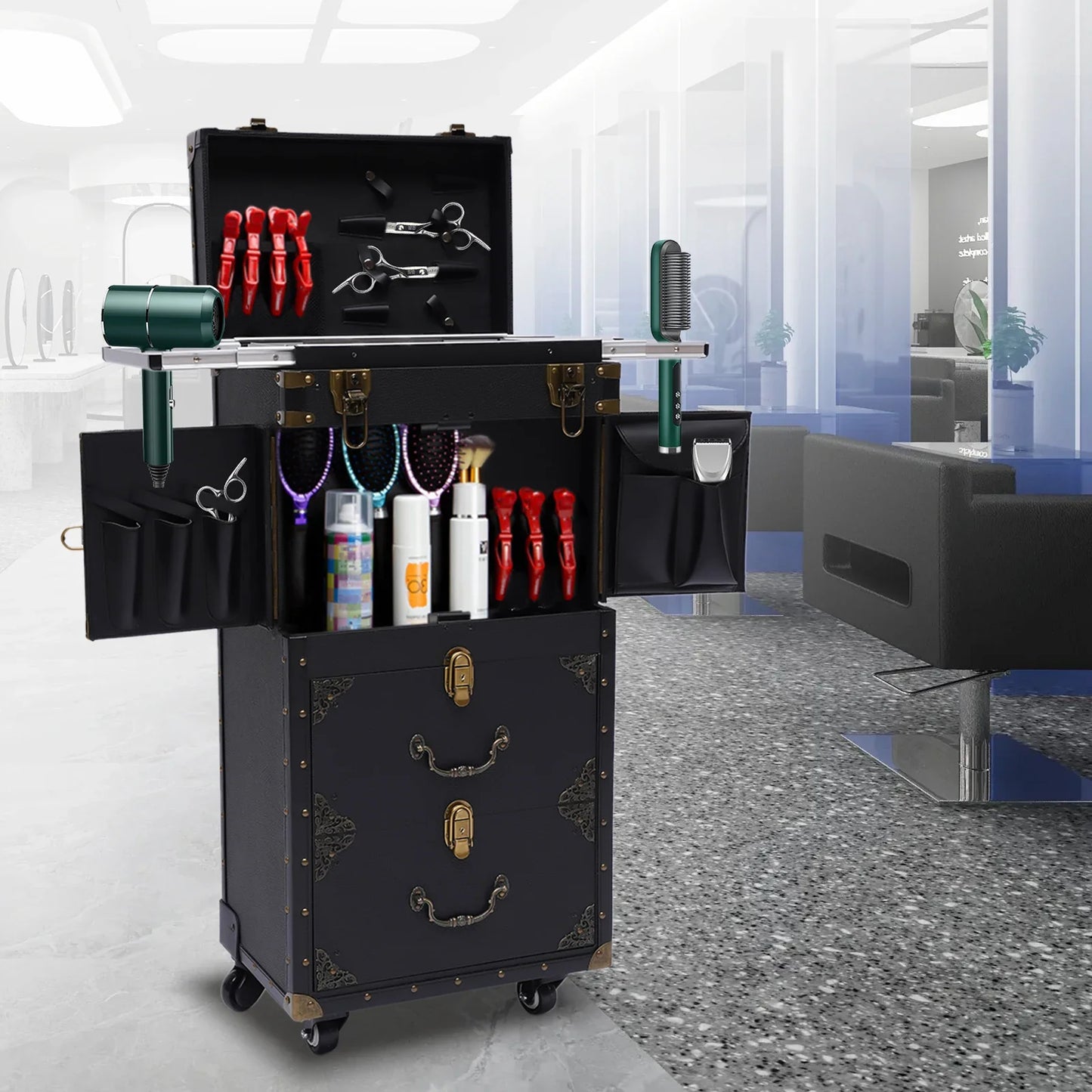 Makeup Hairdressing Tool Trolley Stylist Beauty Salon Cosmetic  Trolley Auxiliary Cart with Wheels