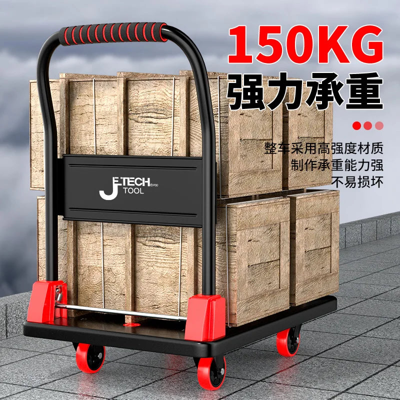 Heavy-Duty Flatbed Tool Cart - 1000lb Capacity, Locking Wheels & Steel Frame for Workshop/Garage